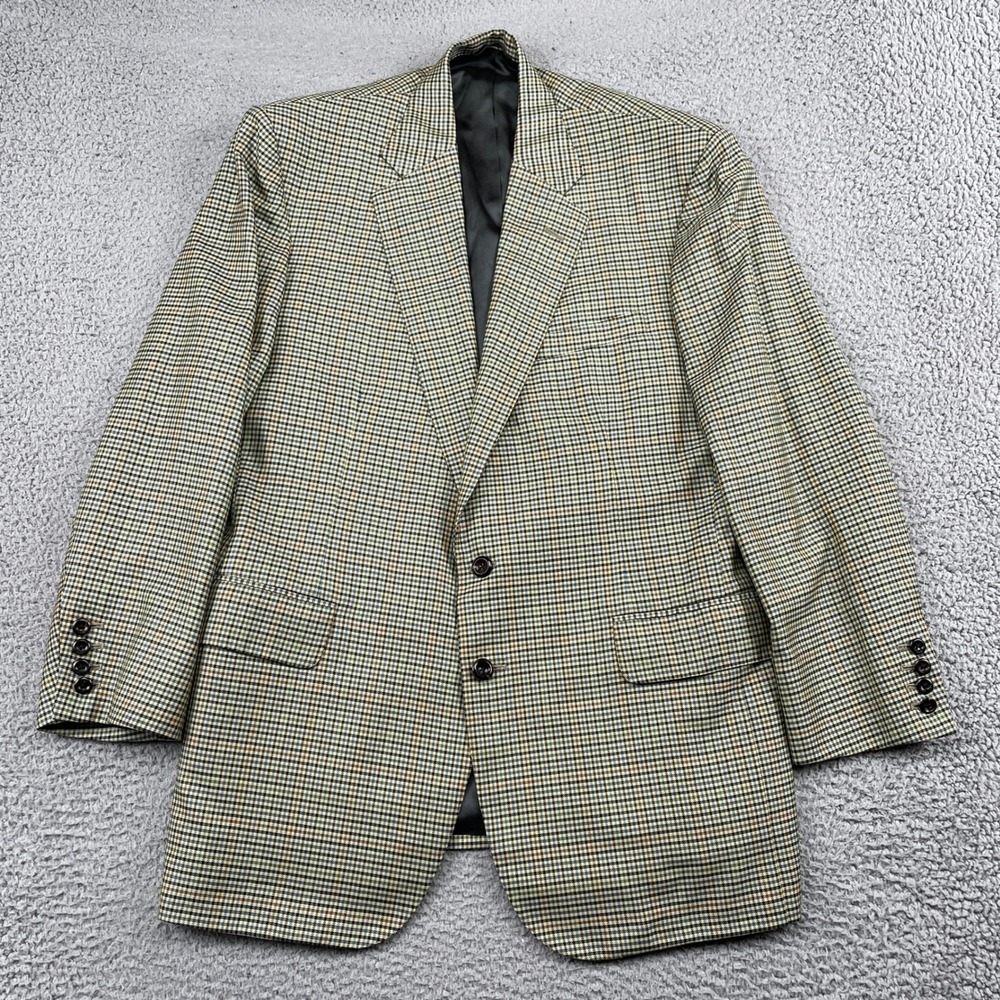 Tom James Sport Coat Mens 44 Multi Innocenti Oro Hand Tailored Check Blazer